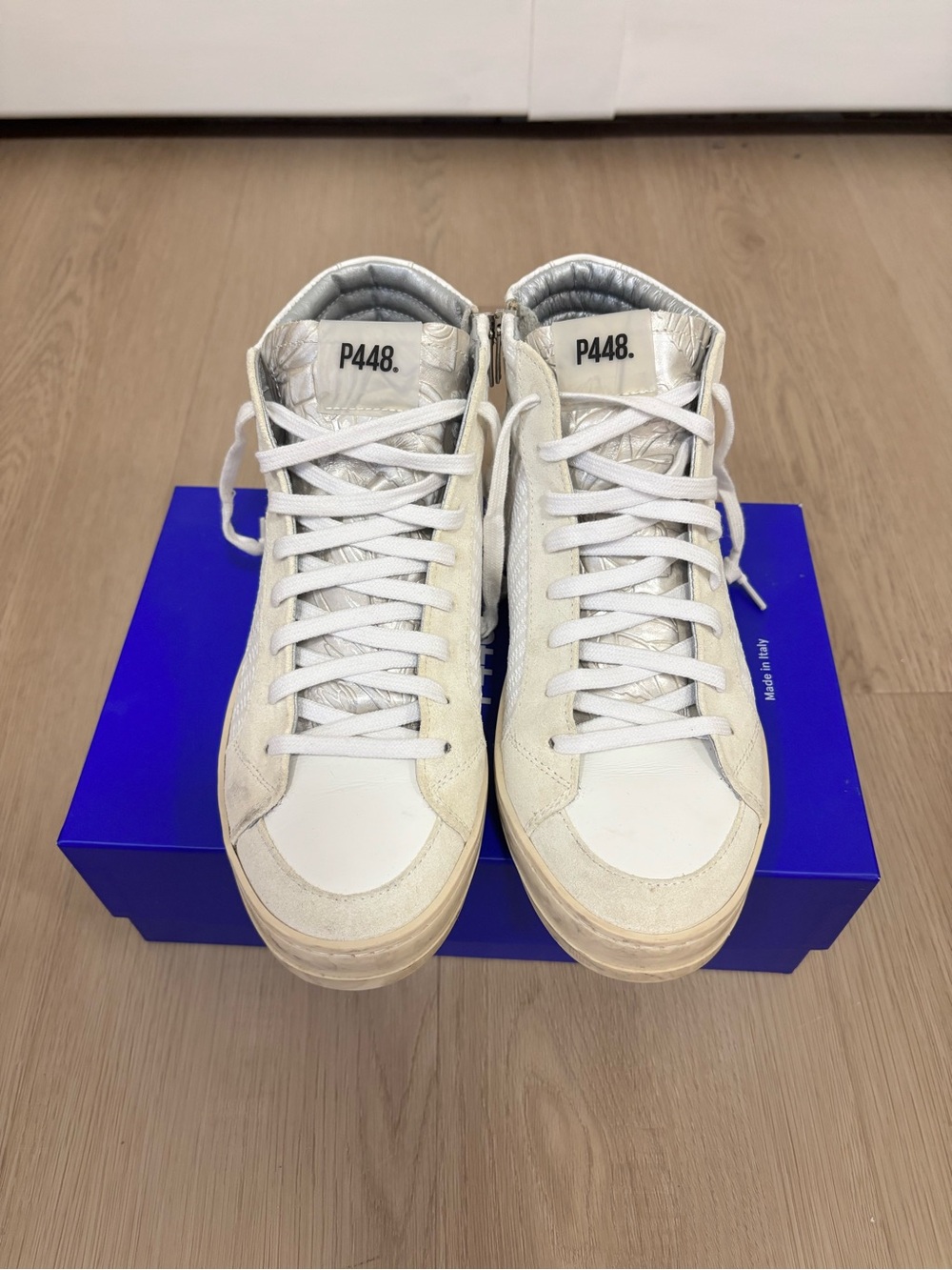 P448 PEONY White High-Top Sneakers